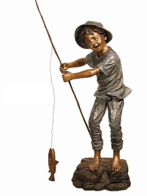 Bronze Fishing Boy